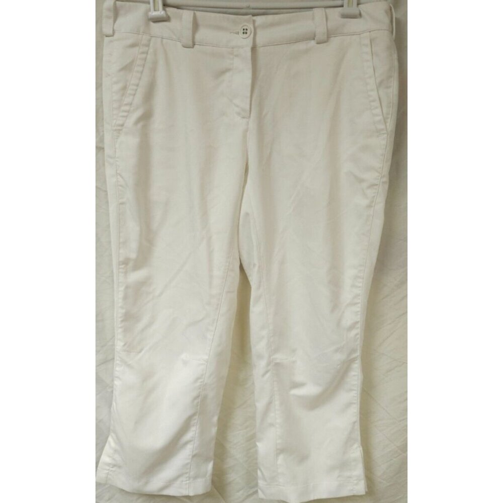 Nike Golf Tour Performance Woman's Sz 10 White Dri-Fit Capri Cropped Pants 34X24